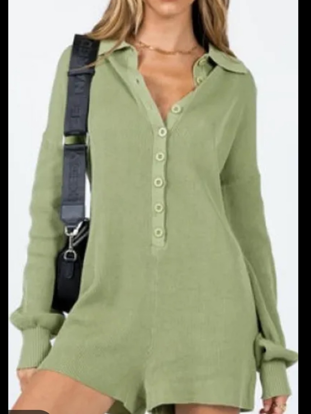 Princess Polly Light Olive Sweater Romper